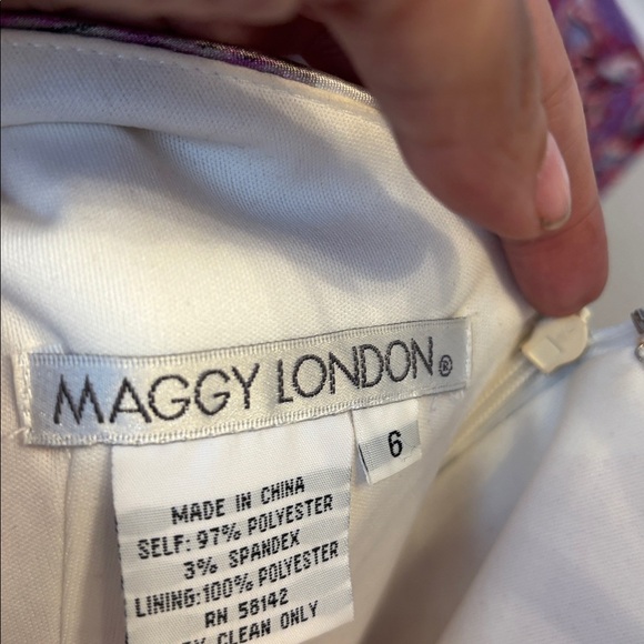 Maggy London Pink and Purple Floral Long Sleeve Dress - Picture 2 of 4